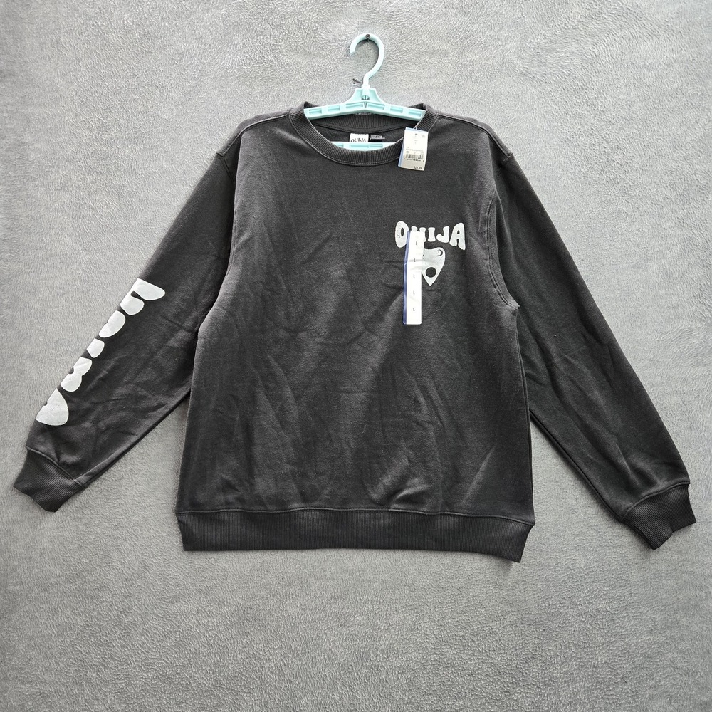 Ouija Women Sweatshirt L Gray Graphic Print‎ Fleece Board Logo NWT
